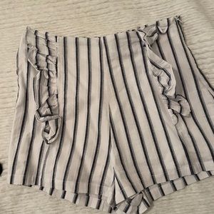 Navy and white striped shorts